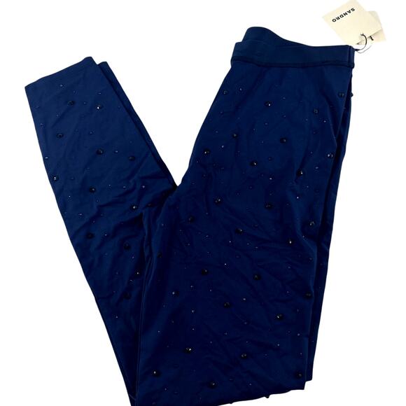 Sandro Women's Blue Marine Rhinestone Leggings Size 38 | Small - Picture 9 of 11
